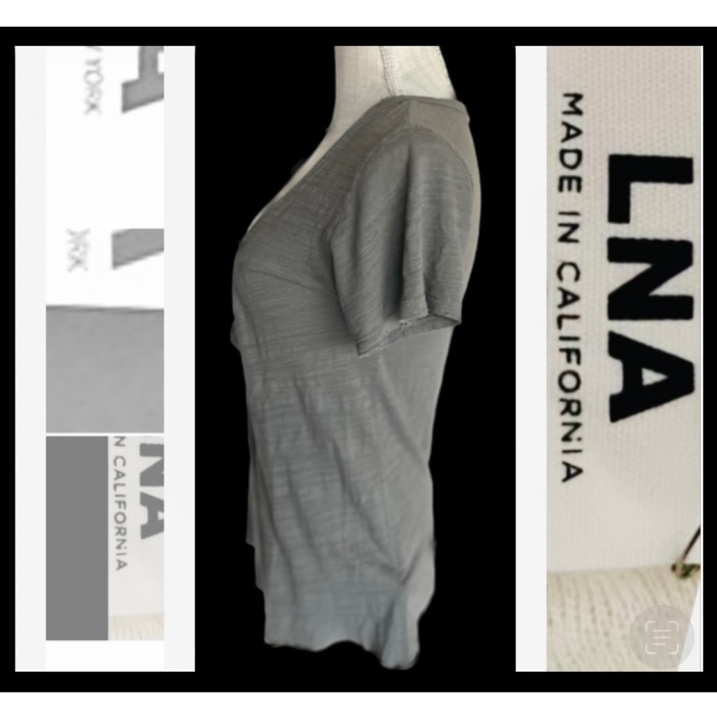 Lna | M | Super Deep Plunge V Neck 100% Cotton Slub Short Sleeve Olive T-Shirt